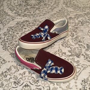 VANS sneakers color block w faux laces suede Maroon pink  m US 4.5 w US 6